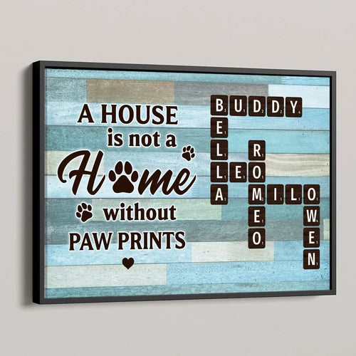 House Is Not Home Without Paw Prints Green Palette Crossword Puzzle Art Personalized Poster, Home Decor For Pet Lover