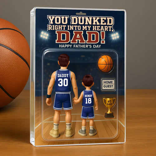 You Dunked Right into my Heart Dad, Basketball Custom Figure Personalized Acrylic Block Plaque, Father's Day Gift for Dad, Gift for Husband