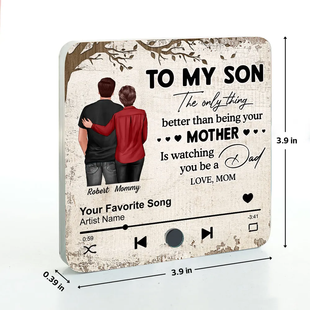 To My Son From Mom Dad Personalized Music Fridge Magnet, Heartfelt Father's Day Gift For Son
