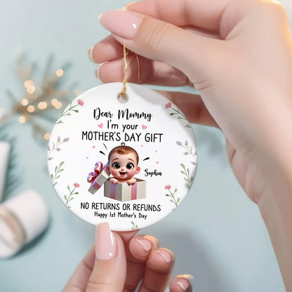 Dear Mom I'm Your Mother's Day New Mom Gift Personalized Ceramic Ornament, Funny Gift For Wife
