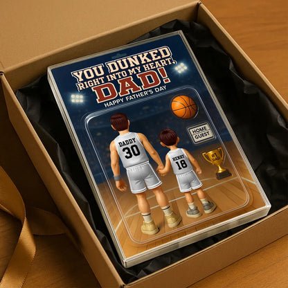 You Dunked Right into my Heart Dad, Basketball Custom Figure Personalized Acrylic Block Plaque, Father's Day Gift for Dad, Gift for Husband