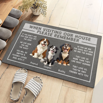 3D Effect Cartoon Dogs When Visiting My House Please Remember Personalized Doormat