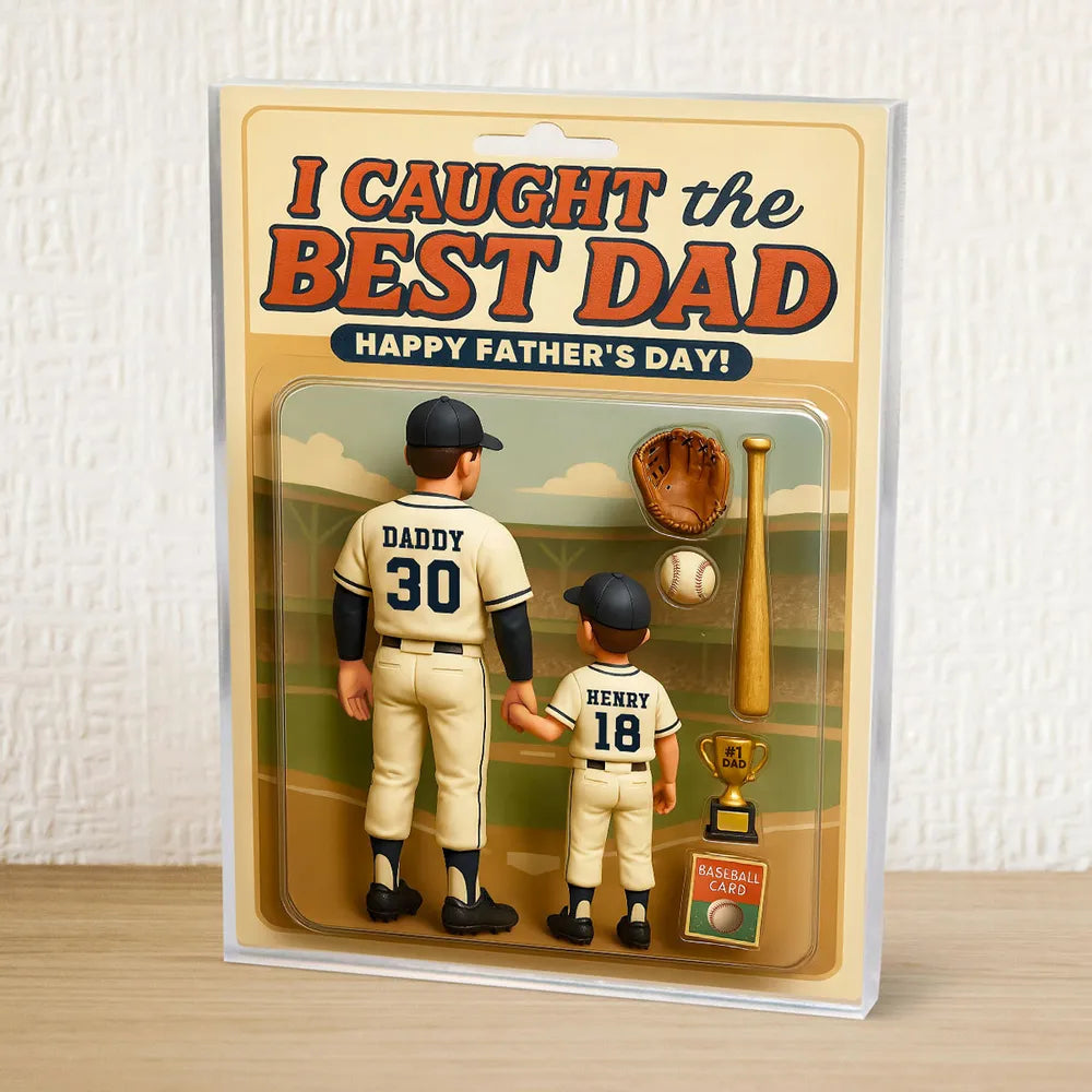 We Caught the Best Dad, Grandpa Baseball Custom Figure Personalized Acrylic Block Plaque, Father's Day Gift for Dad, Gift for Husband, Gift for Grandpa