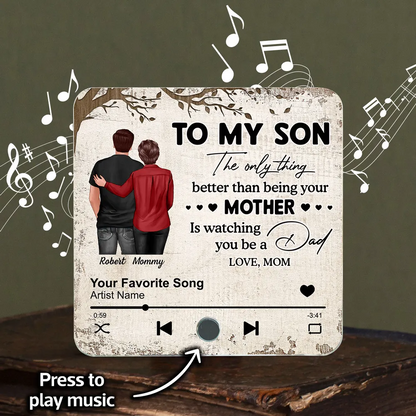 To My Son From Mom Dad Personalized Music Fridge Magnet, Heartfelt Father's Day Gift For Son