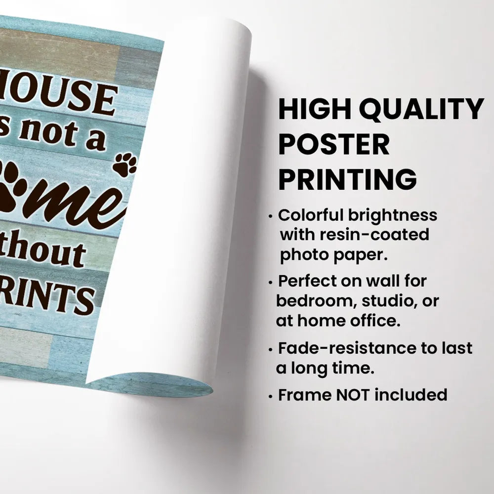 House Is Not Home Without Paw Prints Green Palette Crossword Puzzle Art Personalized Poster, Home Decor For Pet Lover