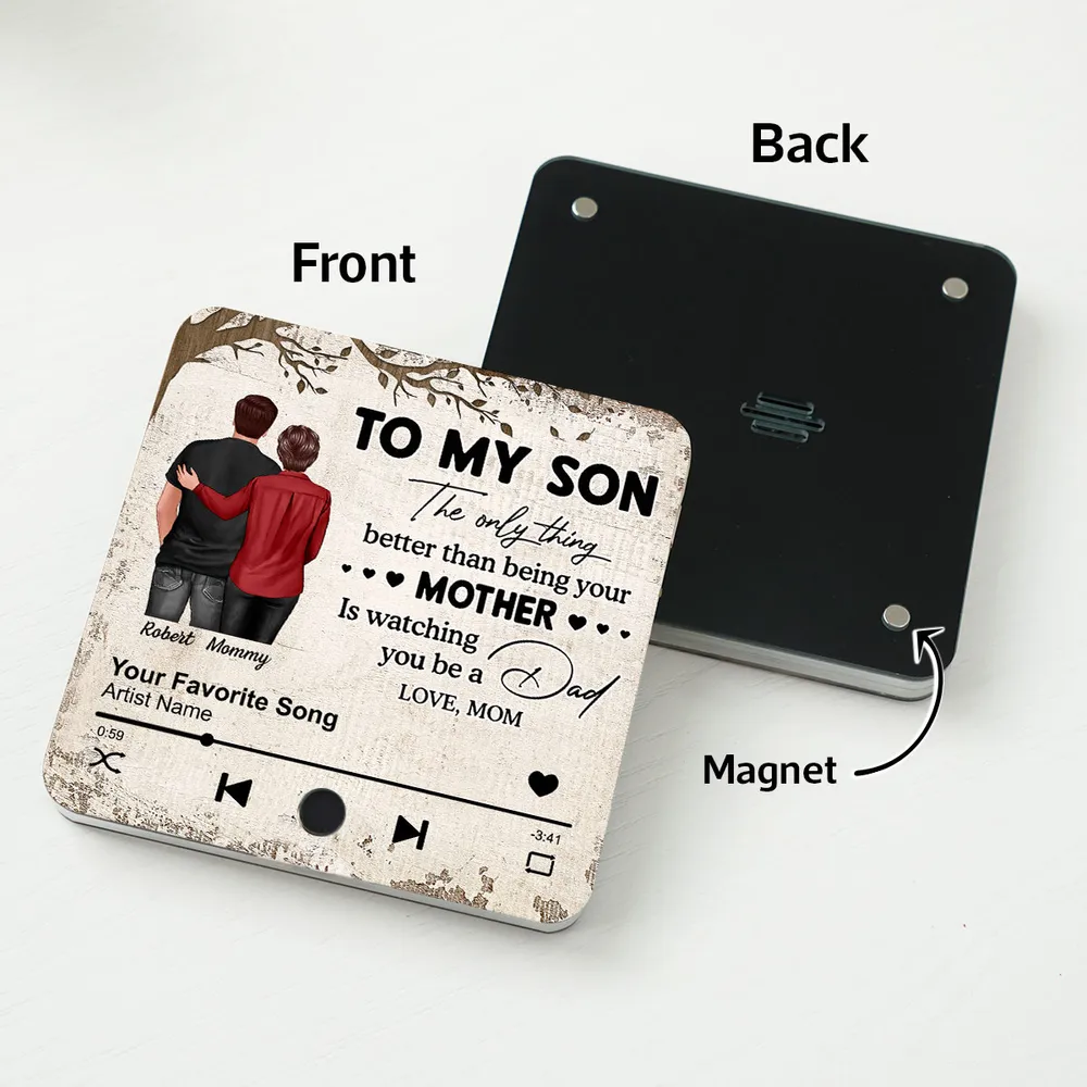 To My Son From Mom Dad Personalized Music Fridge Magnet, Heartfelt Father's Day Gift For Son