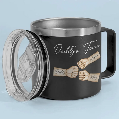 Daddy's Team Fist Bump Personalized Stainless Steel Tumbler With Handle
