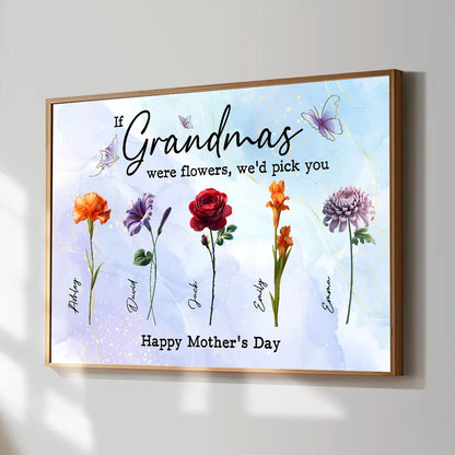 3D Effect Birth Month Flowers Grandma Mom If You Were Flowers Personalized Poster, Mother's Day Gift