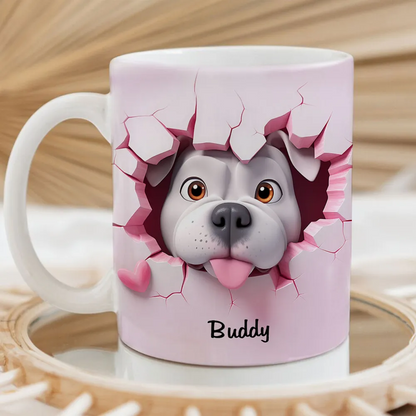 Cute Dog 3D Effect Personalized Mug, Mother's Day, Birthday Gift for Dog Moms