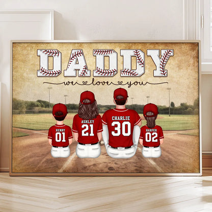 Retro Vintage Baseball Family Dad We Love You Personalized Poster, Gift For Dad