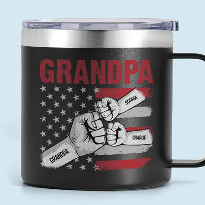 Grandpa Fist Bump Nation Flag Personalized Stainless Steel Tumbler With Handle