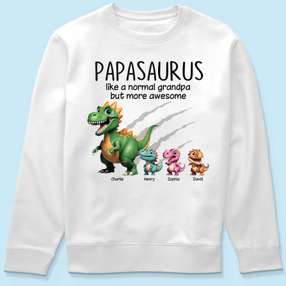 Grandpasaurus And Kids 3D Effect Dinosaurs Personalized Shirt, Father's Day Gift For Grandpa