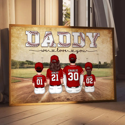 Retro Vintage Baseball Family Dad We Love You Personalized Poster, Gift For Dad