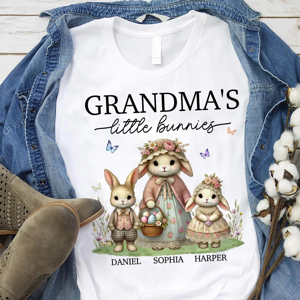Vintage Grandma Bunny Easter Personalized Shirt