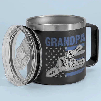 Grandpa Fist Bump Nation Flag Personalized Stainless Steel Tumbler With Handle