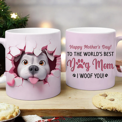Happy Mother's Day Dog Mom 3D Effect Personalized Mug, Mother's Day, Birthday Gift for Dog Moms