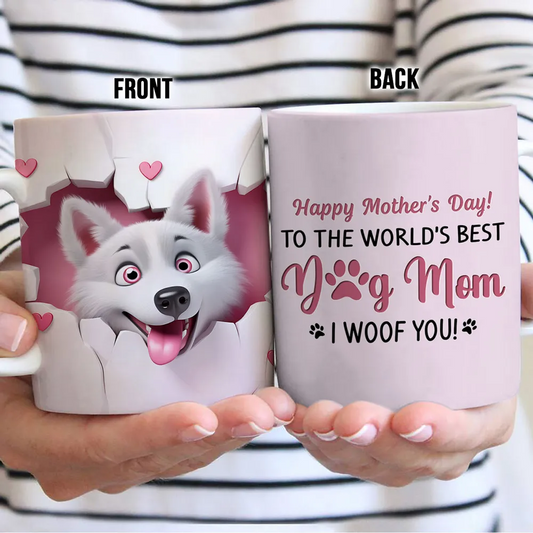 Happy Mother's Day Dog Mom 3D Effect Personalized Mug, Mother's Day, Birthday Gift for Dog Moms