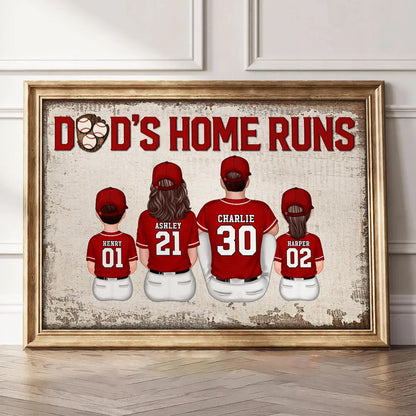 Baseball Family Dad's Home Run Personalized Poster, Gift For Dad