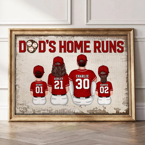 Baseball Family Dad's Home Run Personalized Poster, Gift For Dad
