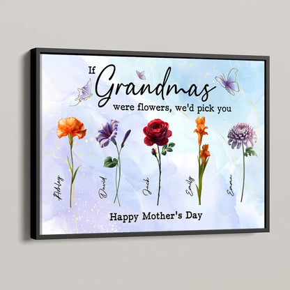 3D Effect Birth Month Flowers Grandma Mom If You Were Flowers Personalized Poster, Mother's Day Gift