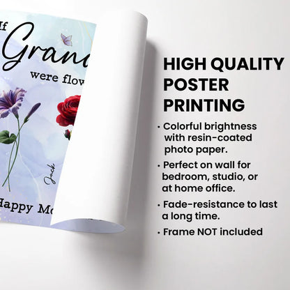 3D Effect Birth Month Flowers Grandma Mom If You Were Flowers Personalized Poster, Mother's Day Gift