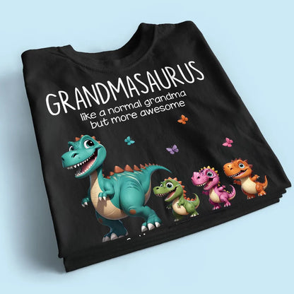 Grandmasaurus And Kids 3D Effect Dinosaurs Personalized Dark Color Shirt, Mother's Day Gift For Grandma