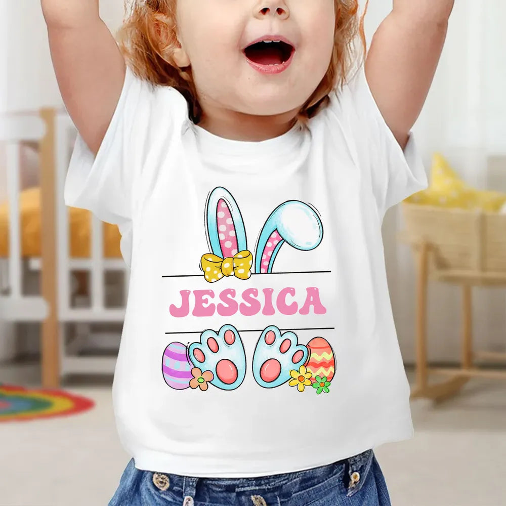 Cute Easter Bunny Personalized Baby Onesie Baby Shirt - Custom Baby Name