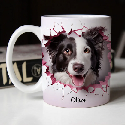 Cute Dog 3D Effect Personalized Mug, Mother's Day, Birthday Gift for Dog Moms