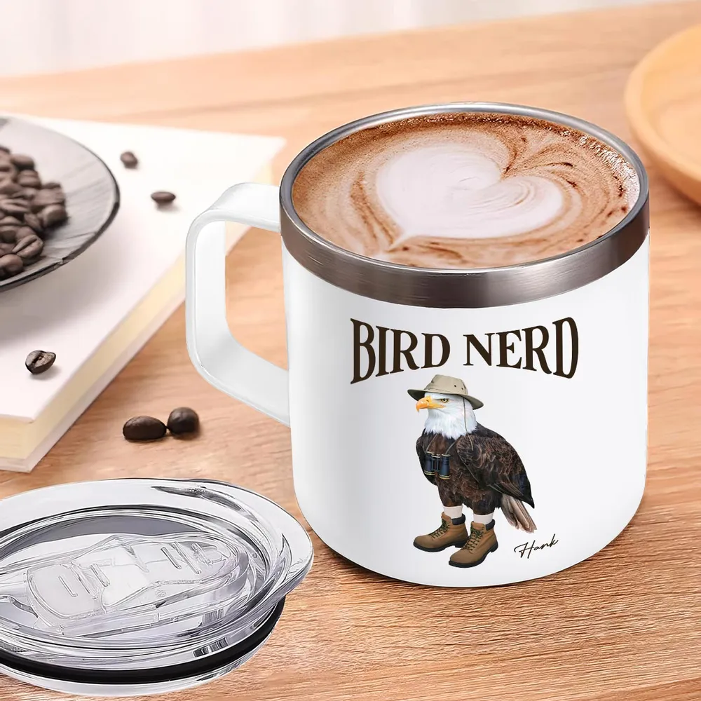 Bird Nerd Funny Gift For Bird Watcher - Personalized Stainless Steel Tumbler With Handle