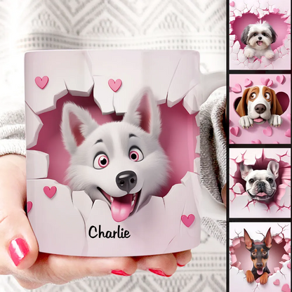 Cute Dog 3D Effect Personalized Mug, Mother's Day, Birthday Gift for Dog Moms