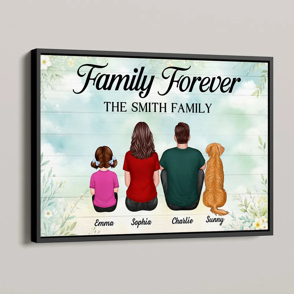 Family Forever Floral Personalized Poster, Gift For Mom