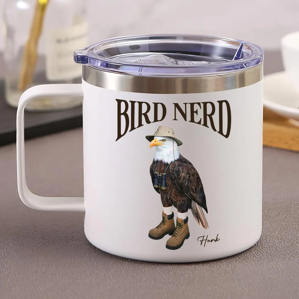 Bird Nerd Funny Gift For Bird Watcher - Personalized Stainless Steel Tumbler With Handle