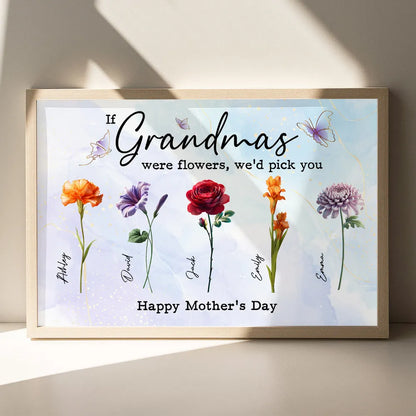 3D Effect Birth Month Flowers Grandma Mom If You Were Flowers Personalized Poster, Mother's Day Gift