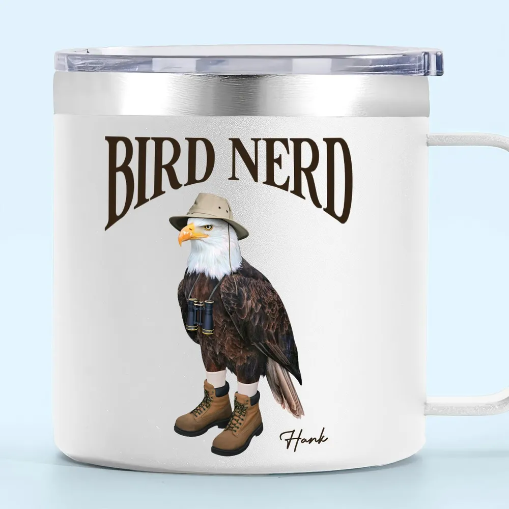 Bird Nerd Funny Gift For Bird Watcher - Personalized Stainless Steel Tumbler With Handle