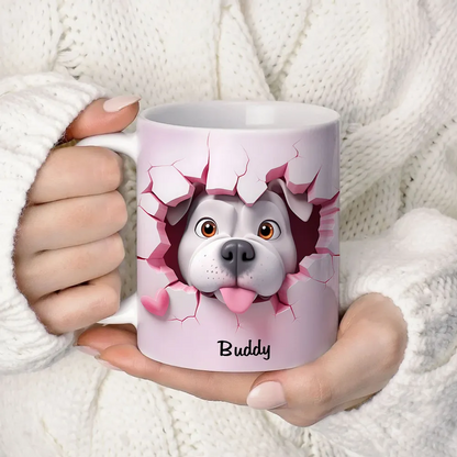 Cute Dog 3D Effect Personalized Mug, Mother's Day, Birthday Gift for Dog Moms