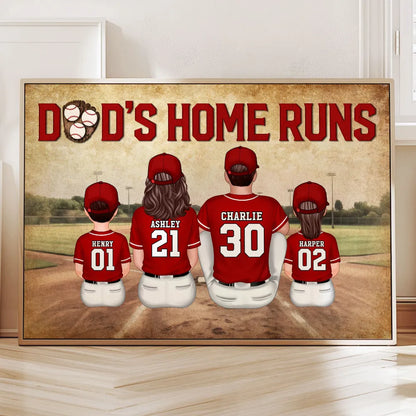 Baseball Family Dad's Home Run Personalized Poster, Gift For Dad