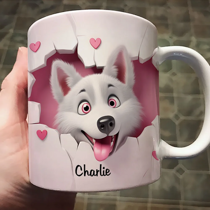 Cute Dog 3D Effect Personalized Mug, Mother's Day, Birthday Gift for Dog Moms