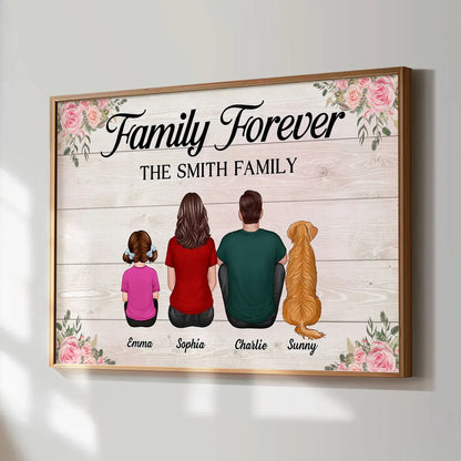 Family Forever Floral Personalized Poster, Gift For Mom