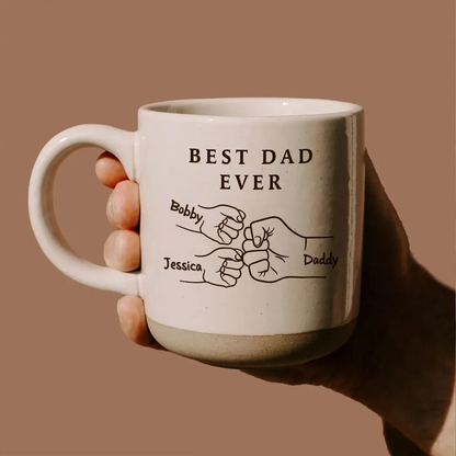 Best Dad Ever Fist Bump Personalized Potter Mug, Father's Day Gift for Dad