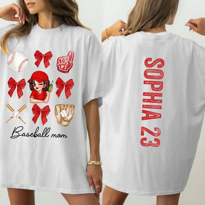 Baseball Mom Coquette Personalized Shirt, Baseball Girlfriend Sister Tee