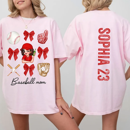 Baseball Mom Coquette Personalized Shirt, Baseball Girlfriend Sister Tee
