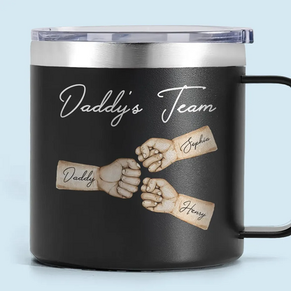 Daddy's Team Fist Bump Personalized Stainless Steel Tumbler With Handle