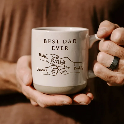 Best Dad Ever Fist Bump Personalized Potter Mug, Father's Day Gift for Dad