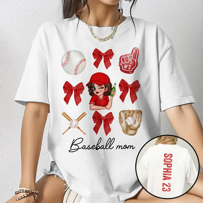 Baseball Mom Coquette Personalized Shirt, Baseball Girlfriend Sister Tee