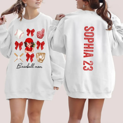 Baseball Mom Coquette Personalized Shirt, Baseball Girlfriend Sister Tee