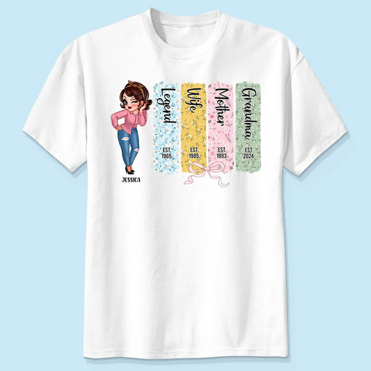 Floral Mom Grandma Est Bow Coquette Personalized Shirt, Mother's Day Gift