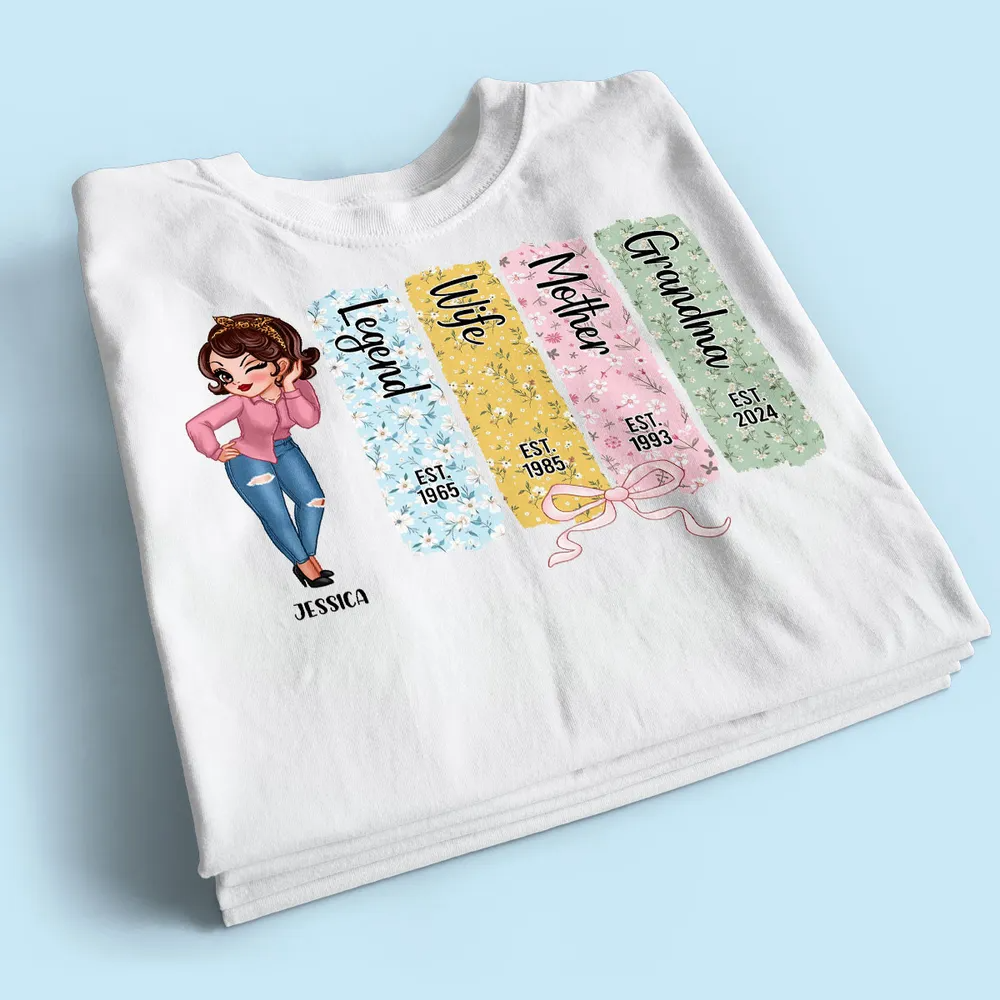 Floral Mom Grandma Est Bow Coquette Personalized Shirt, Mother's Day Gift