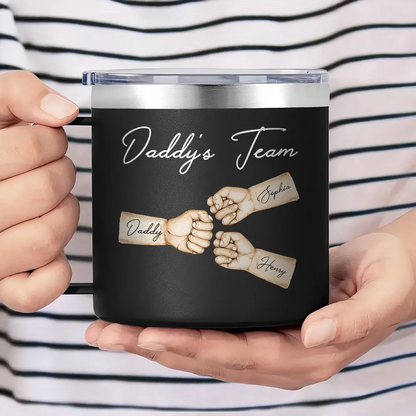 Daddy's Team Fist Bump Personalized Stainless Steel Tumbler With Handle