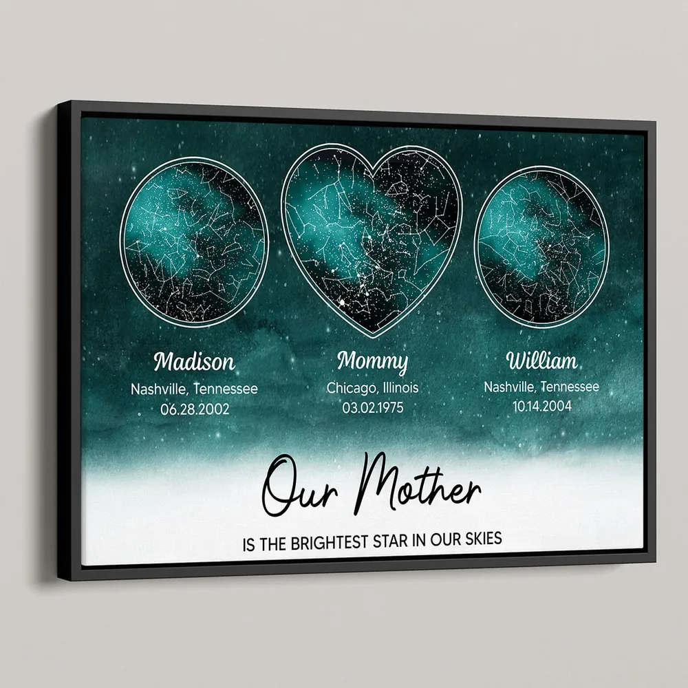 Mom The Brightest Star Custom Star Map by Location & Date, Real Astronomical Data, Personalized Poster Gift for Mom from Daughter, Mother's Day Gift for Mom from Son