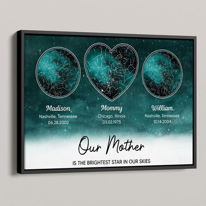 Mom The Brightest Star Custom Star Map by Location & Date, Real Astronomical Data, Personalized Poster Gift for Mom from Daughter, Mother's Day Gift for Mom from Son